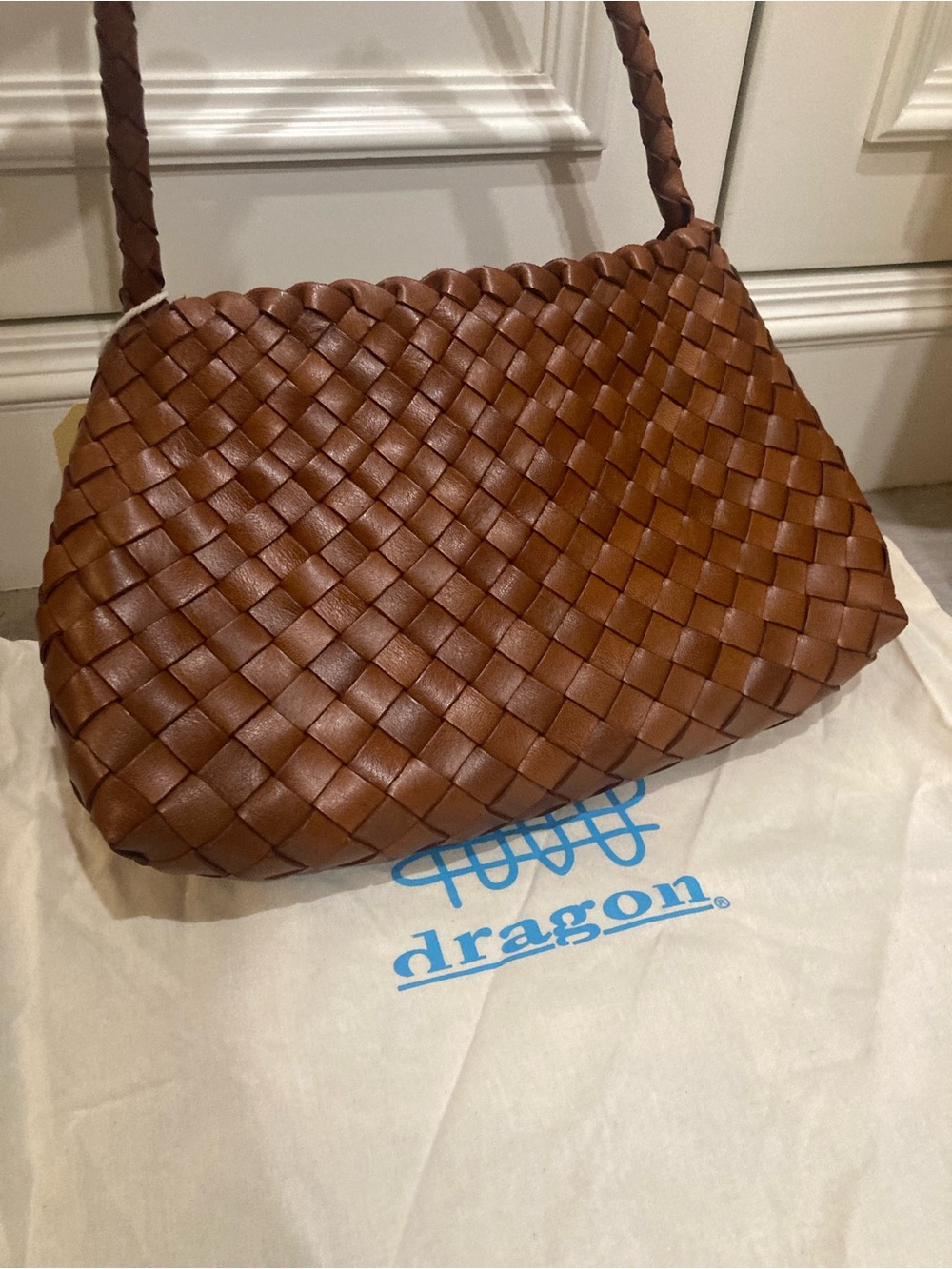 Dragon Diffusion Woven Shoulder Bag in Chestnut Brown 8943 - Picture 4 of 14